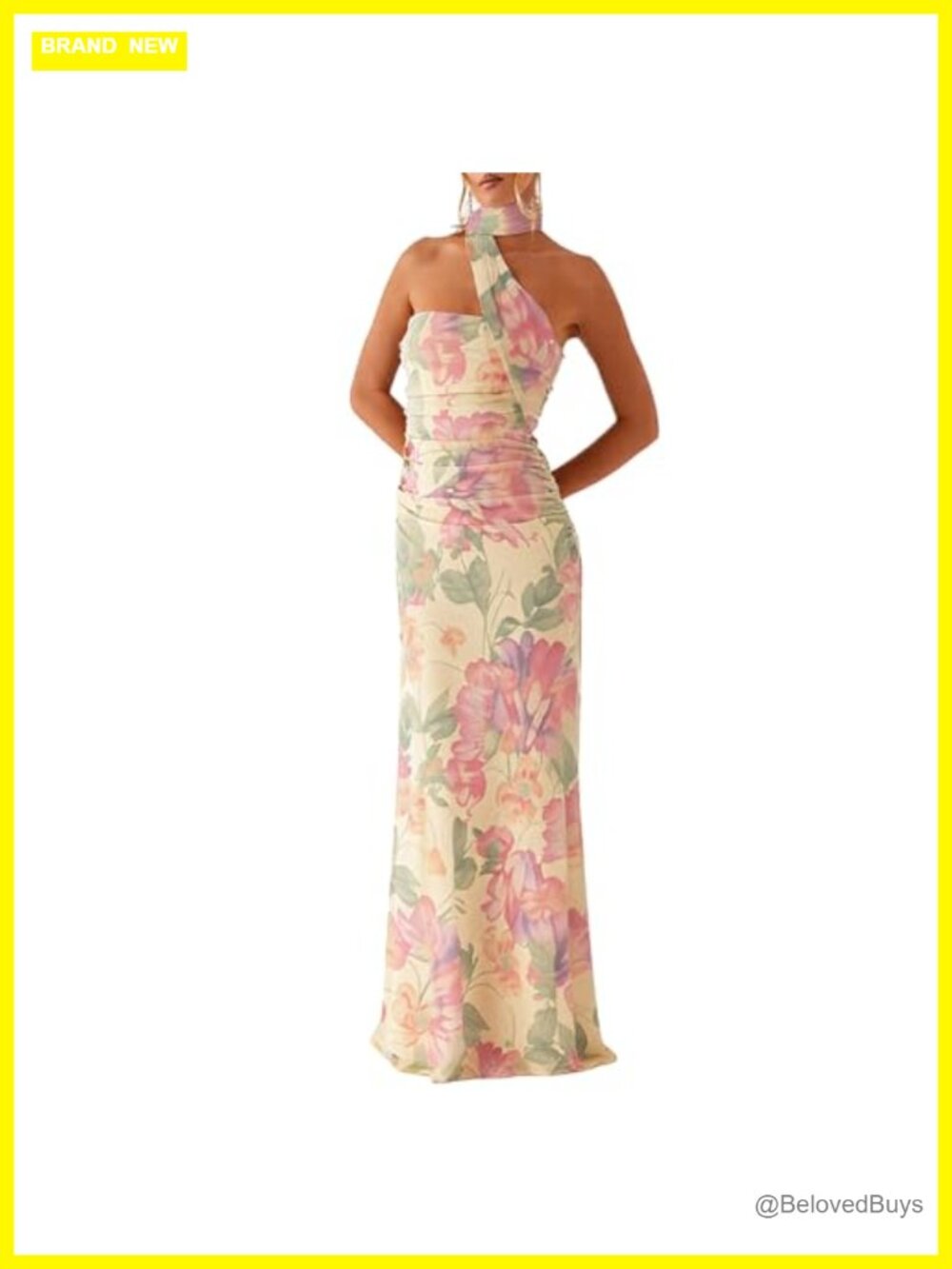 Strapless Floral Maxi Dress with Scarf Wedding Guest Formal S M L